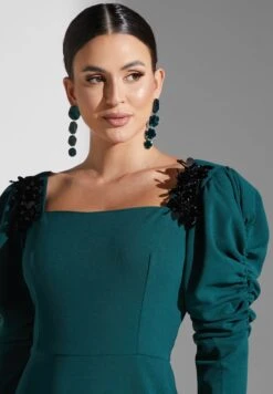 Puff Sleeve Embellished Detail Dress -Silk Bloom Dresses Store 3 zoom desktop 1435