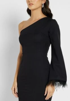 One Shoulder Feather Trim Dress -Silk Bloom Dresses Store 3 zoom desktop 146