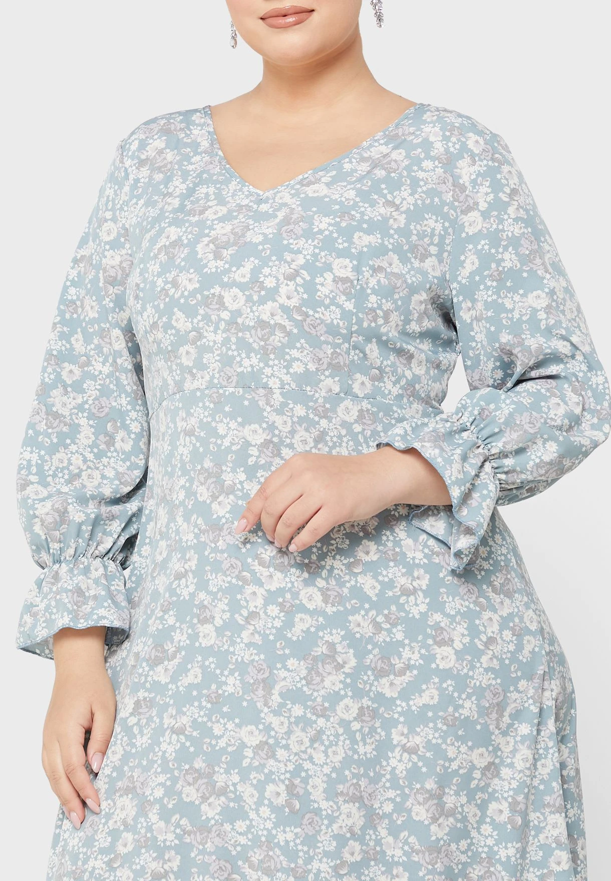 Frill Hem Detail Cuff Sleeve Dress 3 Frill Hem Detail Cuff Sleeve Dress - Image 3