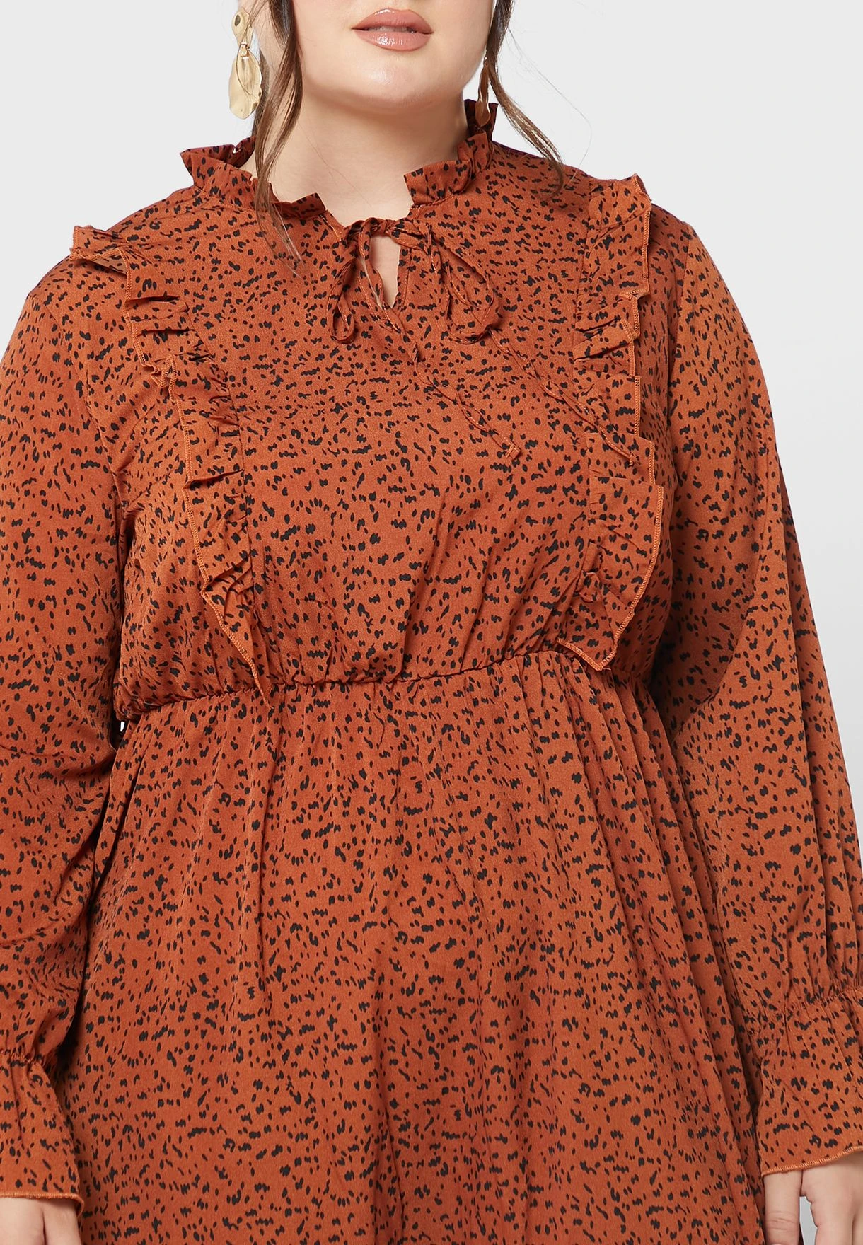 Tie Neck Tiered Frill Detail Dress 3 Tie Neck Tiered Frill Detail Dress - Image 3