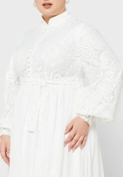 Lace Top Self Tie Shirt Maxi Dress -Silk Bloom Dresses Store 3 zoom desktop 1469