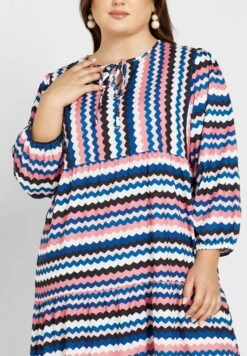 Balloon Sleeve Tie Neck Printed Dress -Silk Bloom Dresses Store 3 zoom desktop 1478