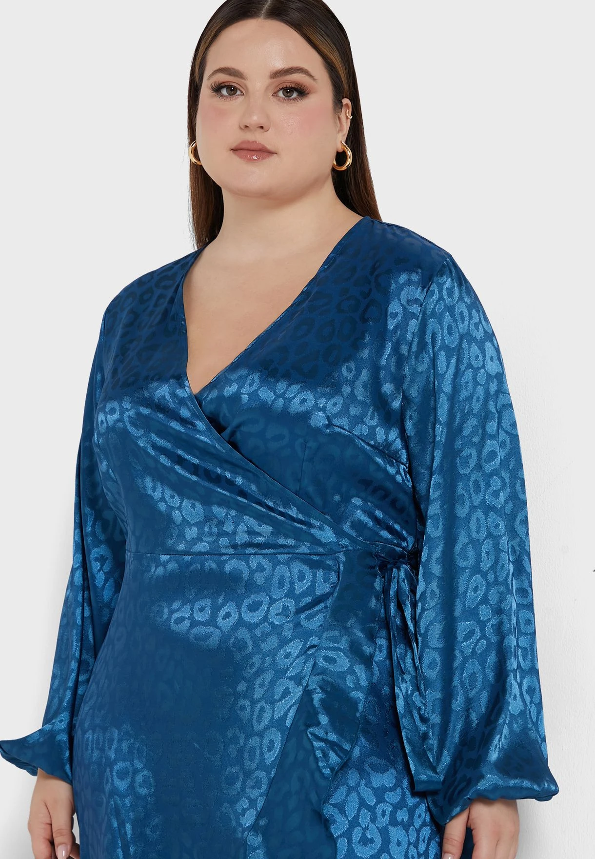 Self Print Wrap Dress 3 Self Print Wrap Dress - Image 3