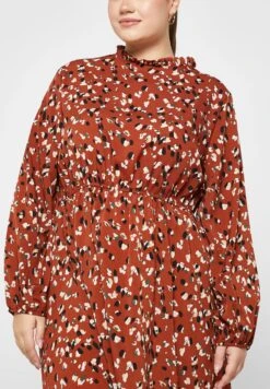 High Neck Puff Sleeve Printed Dress -Silk Bloom Dresses Store 3 zoom desktop 1483