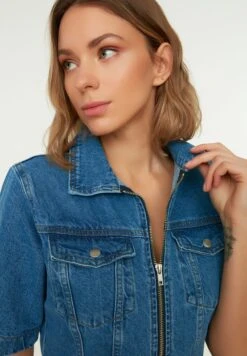Trendyol Zipped Pocket Detail Denim Dress -Silk Bloom Dresses Store 3 zoom desktop 149