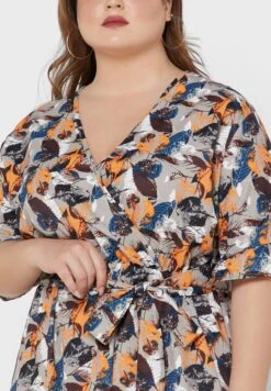 Printed V Neck Dress -Silk Bloom Dresses Store 3 zoom desktop 1491