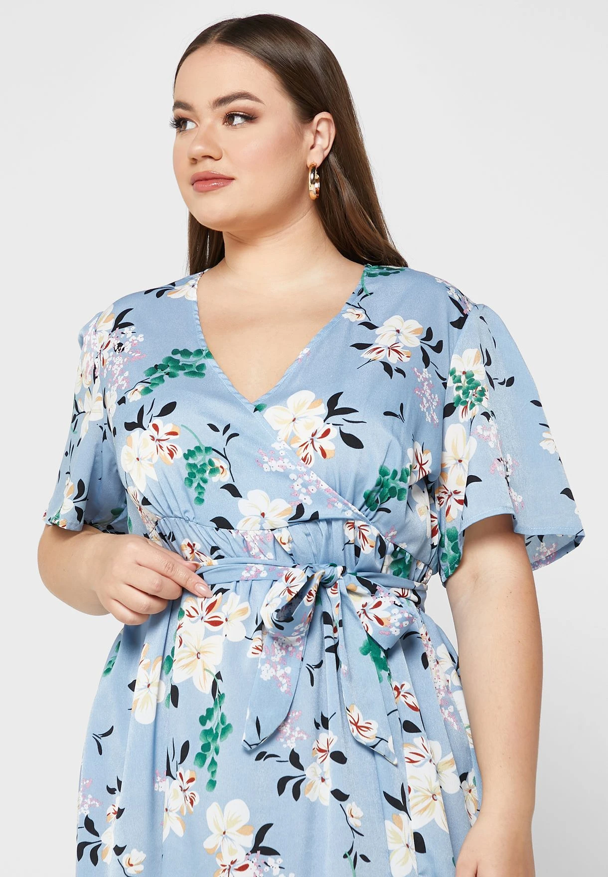 Surplice Neck Belted Side Slit Dress 3 Surplice Neck Belted Side Slit Dress - Image 3