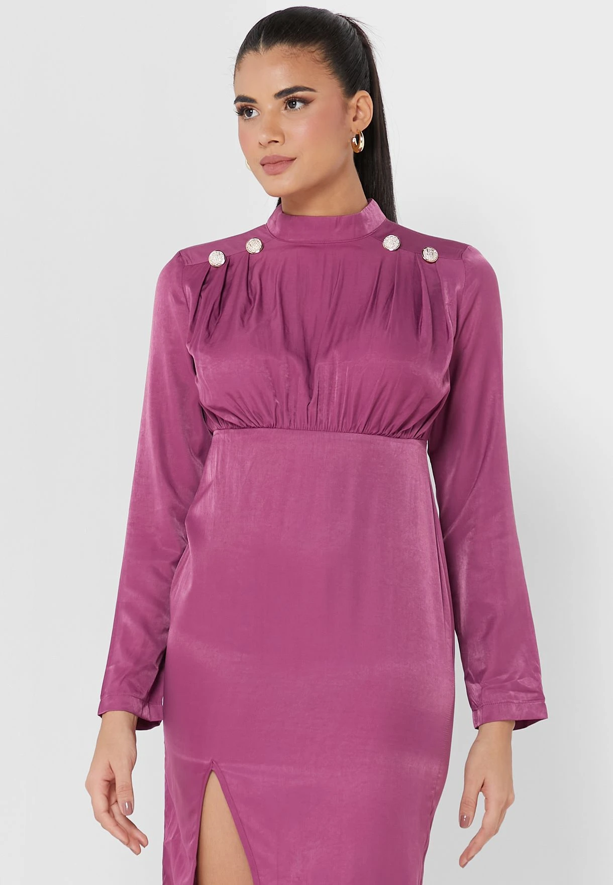 ELLA Shoulder Detail Slit Dress 3 ELLA Shoulder Detail Slit Dress - Image 3