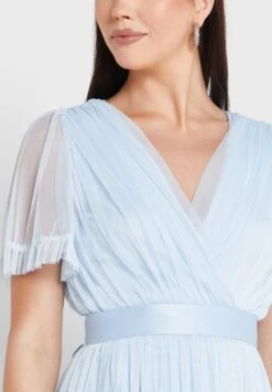 Surplice Neck Plisse Tie Detail Dress -Silk Bloom Dresses Store 3 zoom desktop 1535