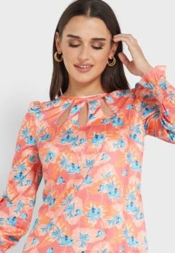 Little Mistress Puff Sleeve Floral Printed Dress -Silk Bloom Dresses Store 3 zoom desktop 1536