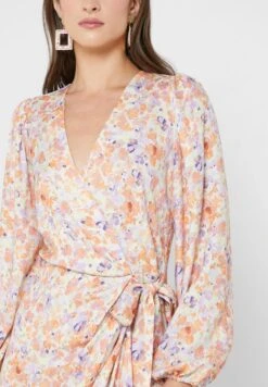Plunge Floral Print Wrap Dress -Silk Bloom Dresses Store 3 zoom desktop 1549