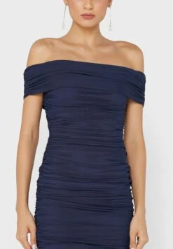 Little Mistress Bardot Ruched Bodycon Dress -Silk Bloom Dresses Store 3 zoom desktop 1568