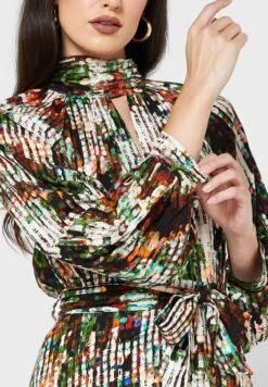 High Neck Belt Detail Printed Dress 6 High Neck Belt Detail Printed Dress -Silk Bloom Dresses Store 3 zoom desktop 1579
