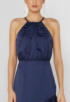 Little Mistress Navy Satin Frill Midaxi By Vogue Williams -Silk Bloom Dresses Store 3 zoom desktop 1586