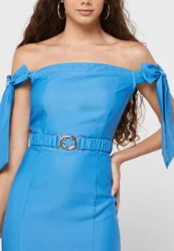 Little Mistress Belted Bardot Tie Sleeve Dress -Silk Bloom Dresses Store 3 zoom desktop 1600