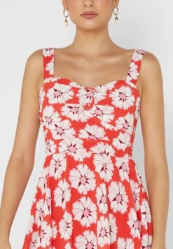 Little Mistress Red Floral Tiered Midaxi By Vogue Williams -Silk Bloom Dresses Store 3 zoom desktop 1603