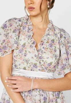 V-Neck Floral Print Dress -Silk Bloom Dresses Store 3 zoom desktop 1607