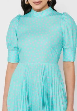 Puff Sleeve Plisse Dress -Silk Bloom Dresses Store 3 zoom desktop 1621