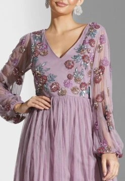 Floral Embroidered Plisse Dress -Silk Bloom Dresses Store 3 zoom desktop 1628