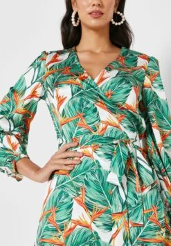V-Neck Printed Wrap Dress -Silk Bloom Dresses Store 3 zoom desktop 1637