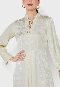 Pleated Shoulder Placket Dress -Silk Bloom Dresses Store 3 zoom desktop 1638