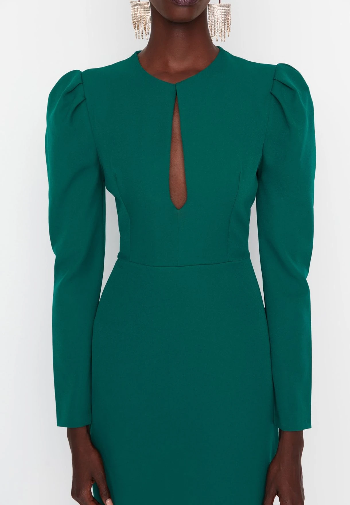 Trendyol Keyhole Neck Puff Sleeve Dress 3 Trendyol Keyhole Neck Puff Sleeve Dress - Image 3