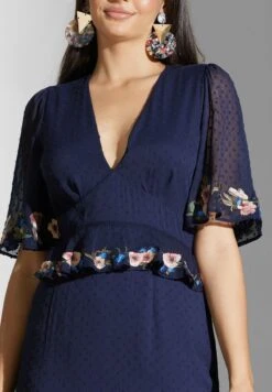 Embroidered Ruffle Hem Back Cut Dress -Silk Bloom Dresses Store 3 zoom desktop 1675