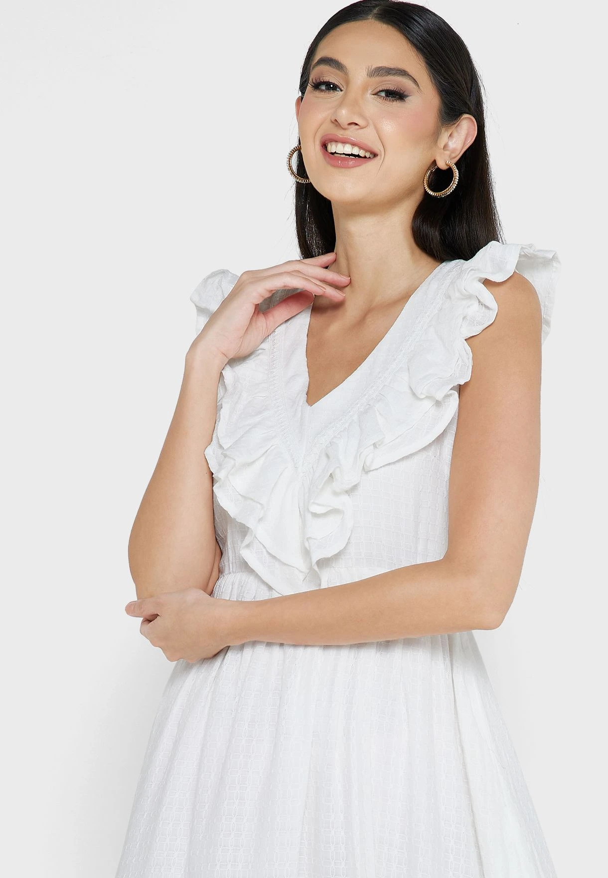 V-Neck Ruffle Detail Dress 3 V-Neck Ruffle Detail Dress - Image 3
