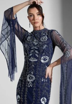 Cape Sleeve Sequin Detail Dress -Silk Bloom Dresses Store 3 zoom desktop 1688