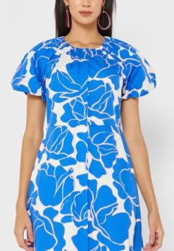 Printed Button Detail Shirt Dress -Silk Bloom Dresses Store 3 zoom desktop 1698