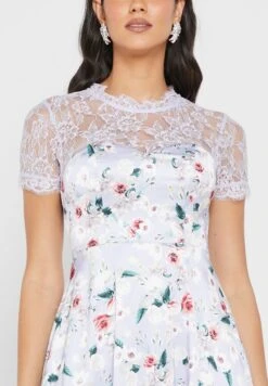 Asymmetric Mesh Detail Printed Dress -Silk Bloom Dresses Store 3 zoom desktop 1700