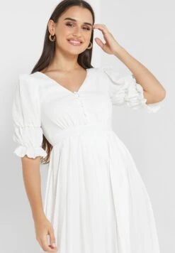 Little Mistress Puff Sleeve Plisse Dress -Silk Bloom Dresses Store 3 zoom desktop 1715