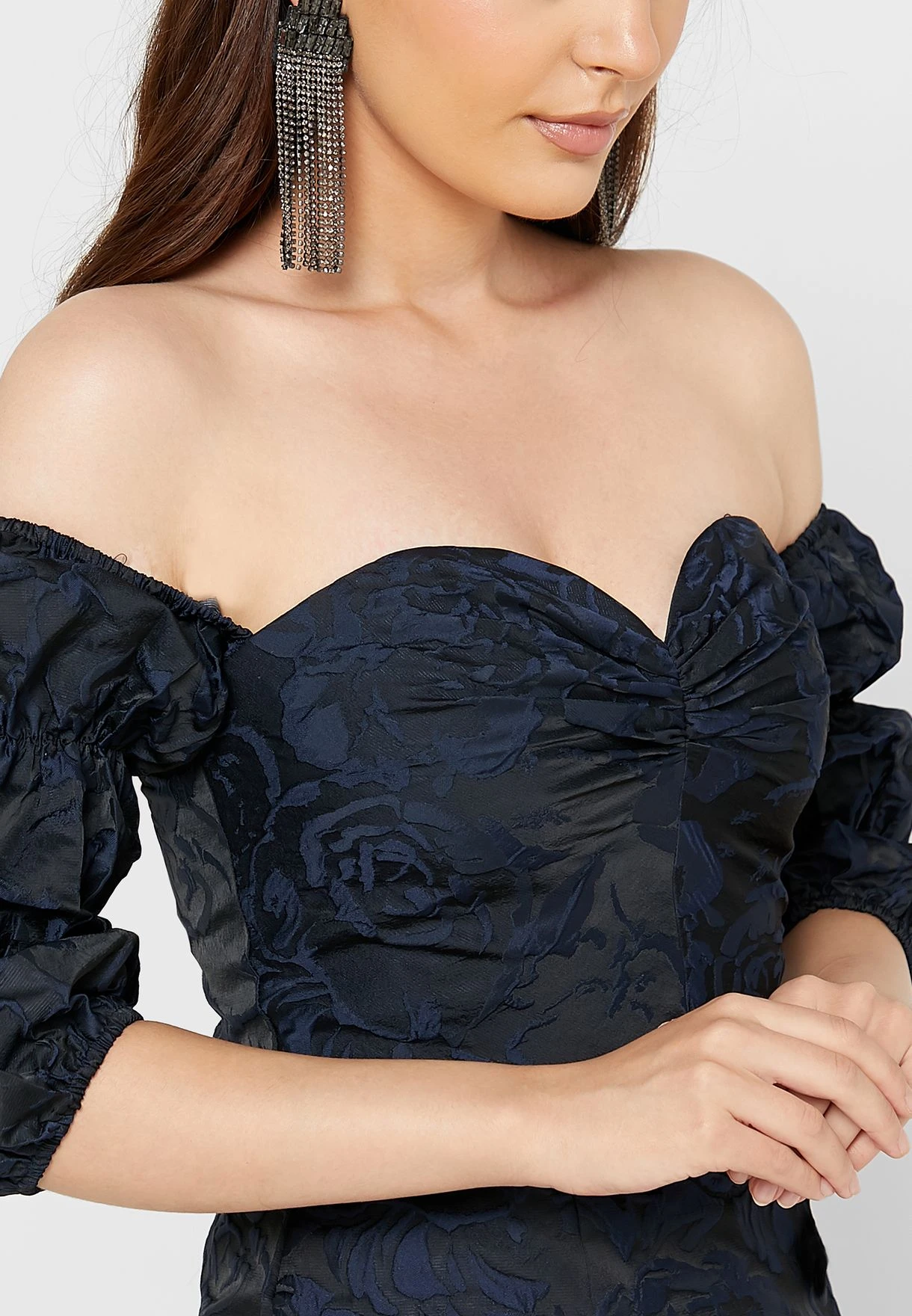 Bardot Puff Sleeve Sweetheart Neck Dress 3 Bardot Puff Sleeve Sweetheart Neck Dress - Image 3