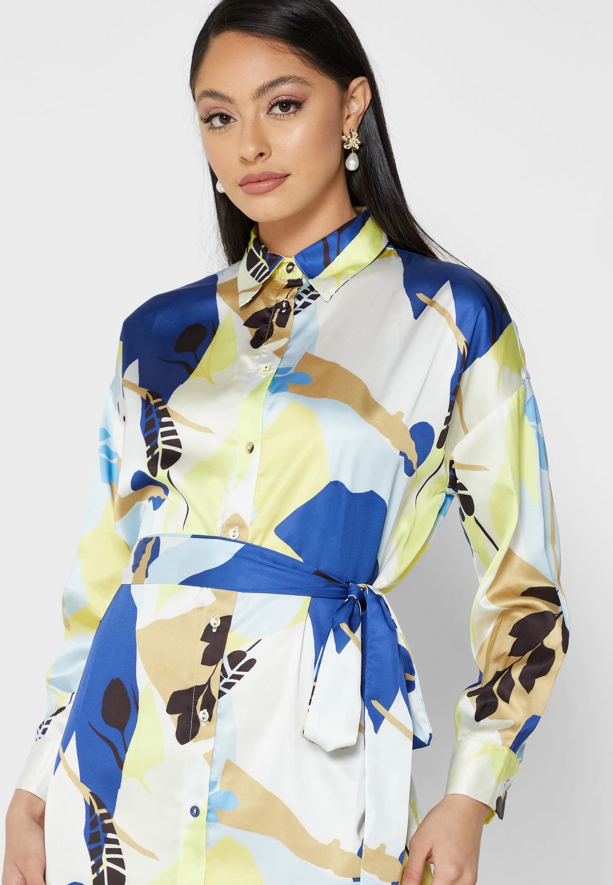 Button Down Side Slit Printed Dress 3 Button Down Side Slit Printed Dress - Image 3