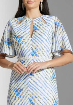 Keyhole Neck Ruffle Hem Dress -Silk Bloom Dresses Store 3 zoom desktop 1721