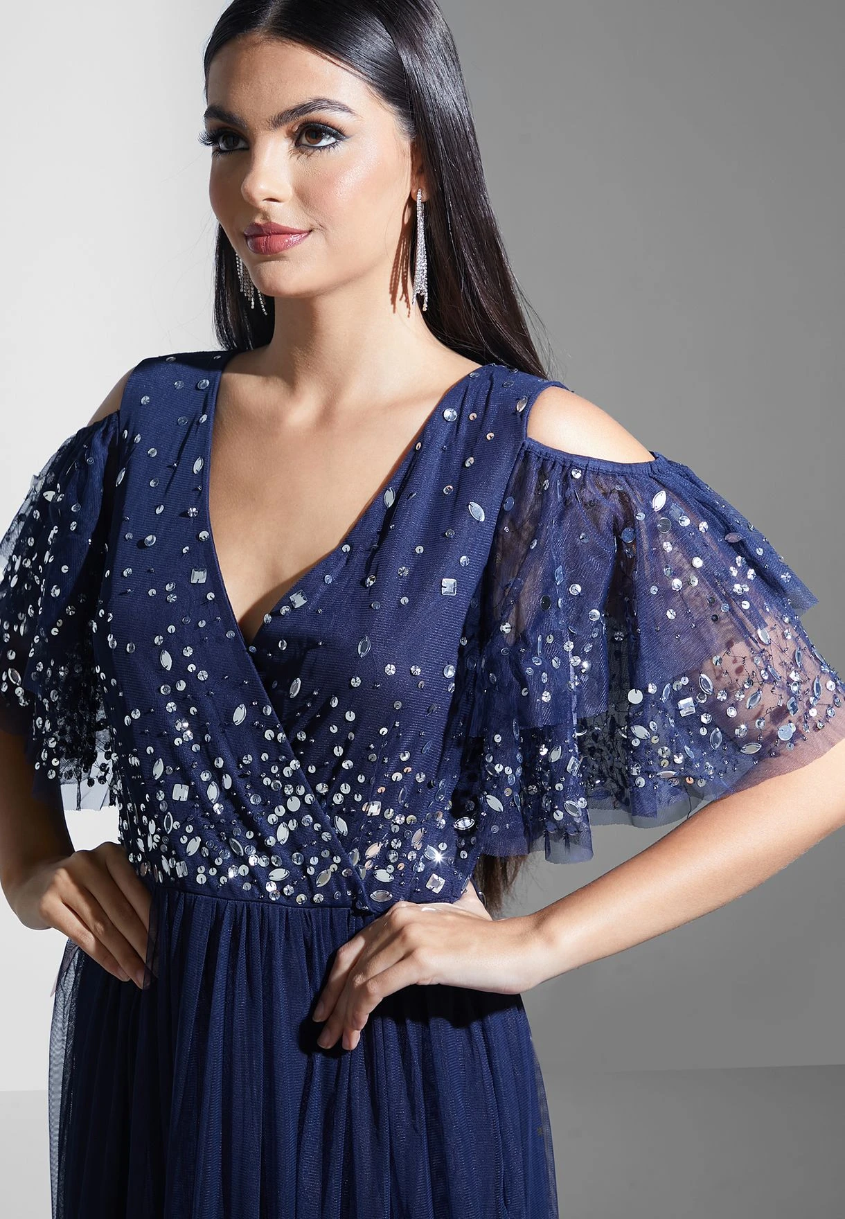 Cold Shoulder Overlay Dress 3 Cold Shoulder Overlay Dress - Image 3