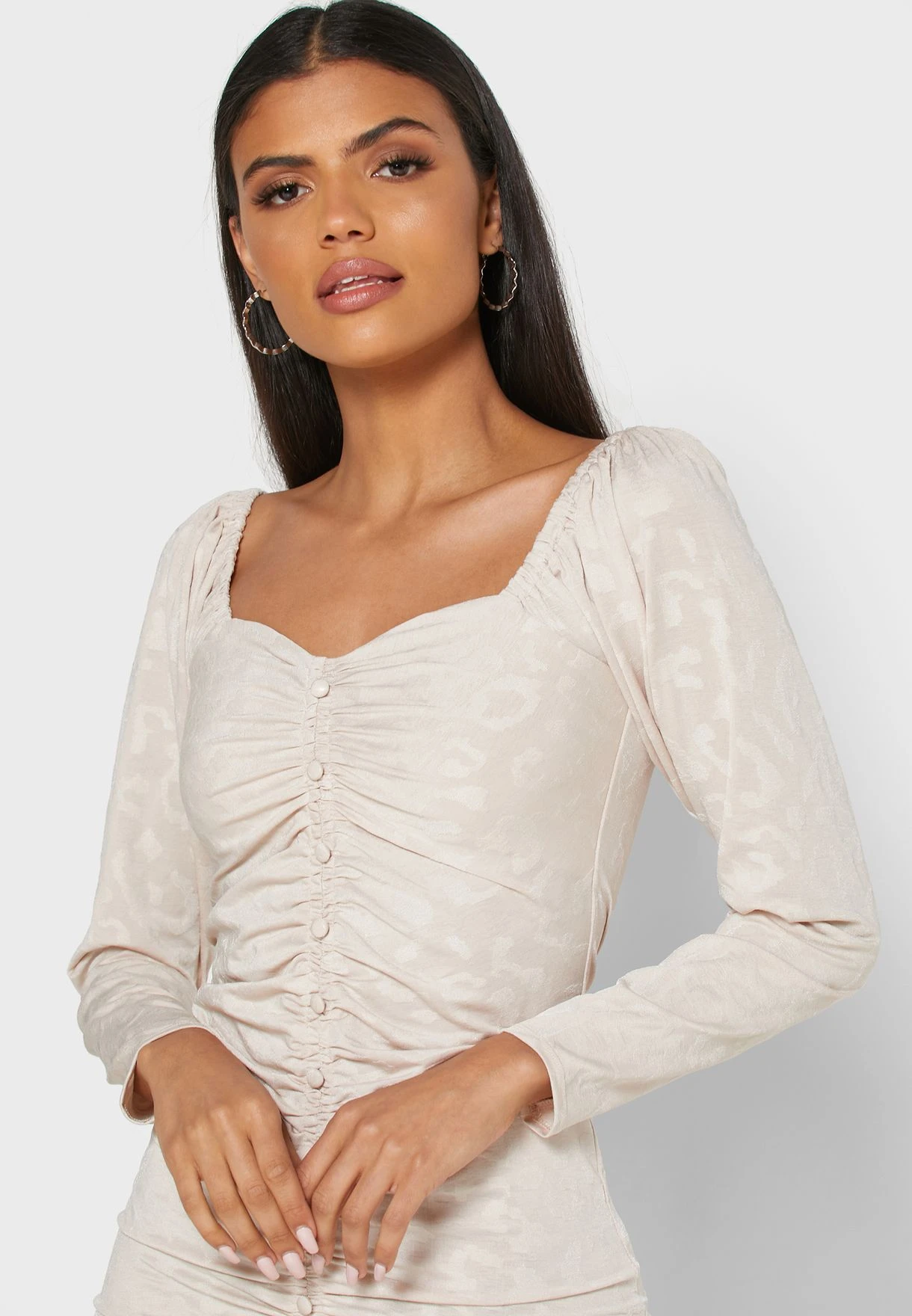 Button Detail Ruched Dress 3 Button Detail Ruched Dress - Image 3