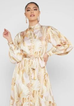 Belted Button Detail Printed Dress -Silk Bloom Dresses Store 3 zoom desktop 1745