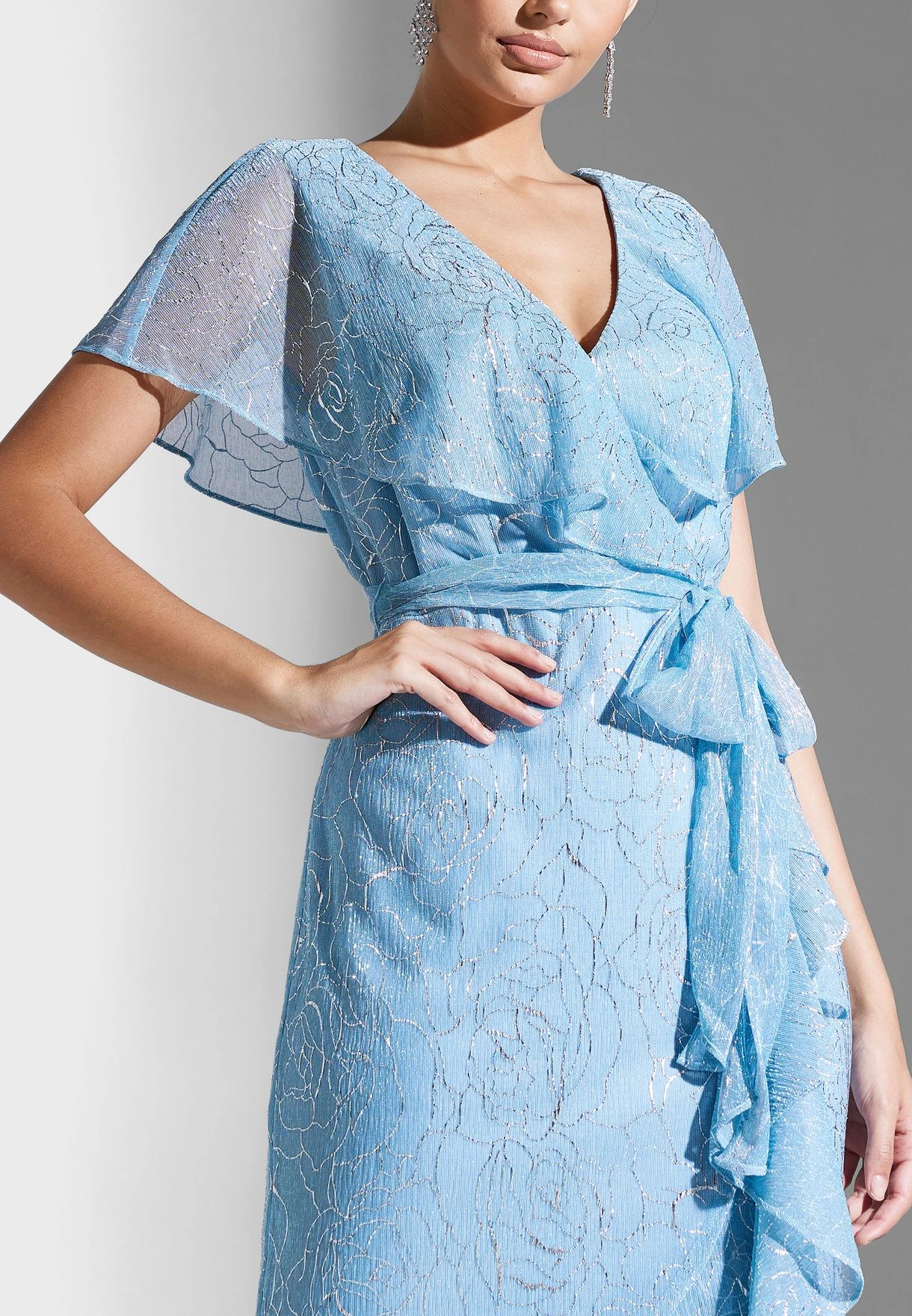 Adrianna Papell Waterfall Trim Ruffle Detail Dress 3 Adrianna Papell Waterfall Trim Ruffle Detail Dress - Image 3