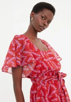 Trendyol Ruffle Sleeve Printed Tie Detail Dress 7 Trendyol Ruffle Sleeve Printed Tie Detail Dress -Silk Bloom Dresses Store 3 zoom desktop 176