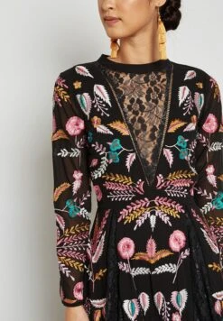 Embroidered Plunge Maxi Dress -Silk Bloom Dresses Store 3 zoom desktop 1776