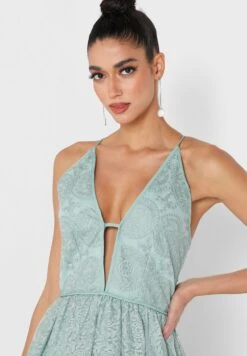 Plunge Neck Strappy Mesh Detail Embroidered Dress -Silk Bloom Dresses Store 3 zoom desktop 1786