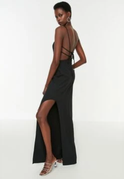 Trendyol Side Split Strappy Square Neck Dress -Silk Bloom Dresses Store 3 zoom desktop 1825
