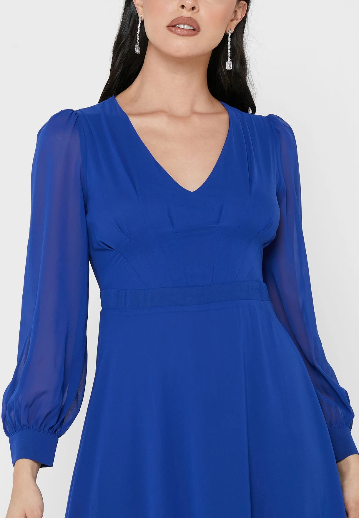 Sheer Sleeve Fit & Flare Dress 3 Sheer Sleeve Fit & Flare Dress - Image 3