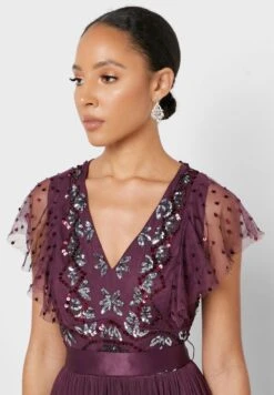 Pleated Embellished Wrap Dress -Silk Bloom Dresses Store 3 zoom desktop 1839