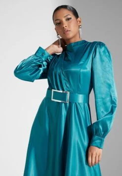 Puff Sleeve Belted Dress -Silk Bloom Dresses Store 3 zoom desktop 1840