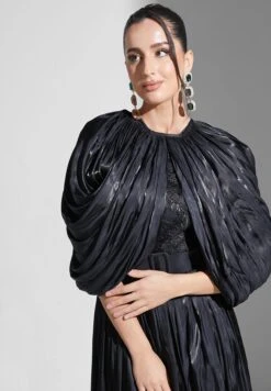 Gathered Cape Sleeve Dress -Silk Bloom Dresses Store 3 zoom desktop 1858