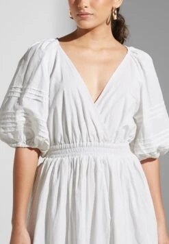 Puff Sleeve Pleated Dress -Silk Bloom Dresses Store 3 zoom desktop 1885