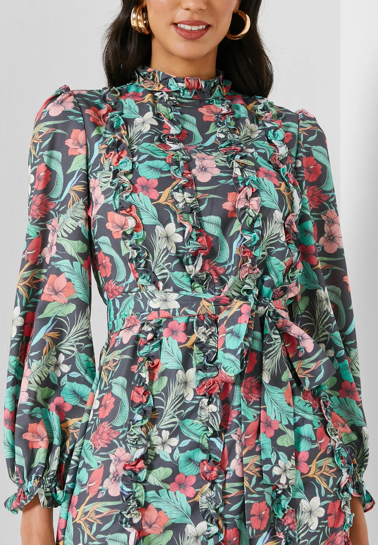 Balloon Sleeve Floral Print Dress 3 Balloon Sleeve Floral Print Dress - Image 3