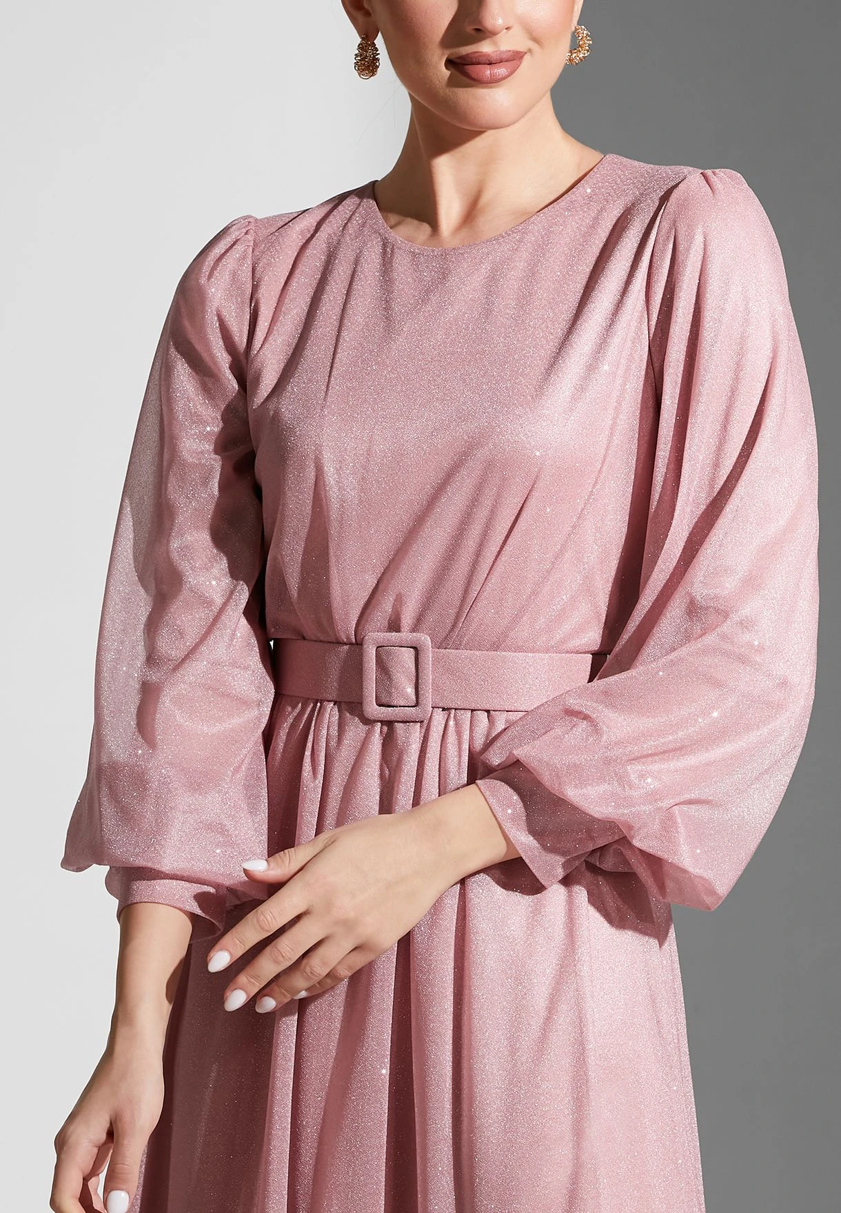 Puff Sleeve Belted Dress 3 Puff Sleeve Belted Dress - Image 3